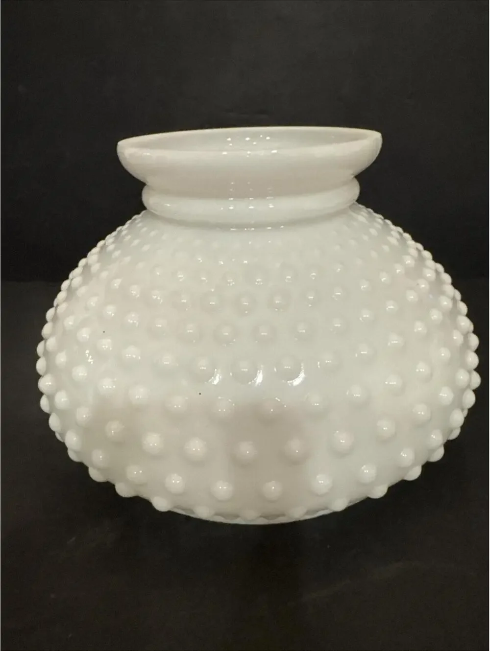 White Milk Glass Hobnail Student Lamp Shade 6 7/8” Fitter Hurricane